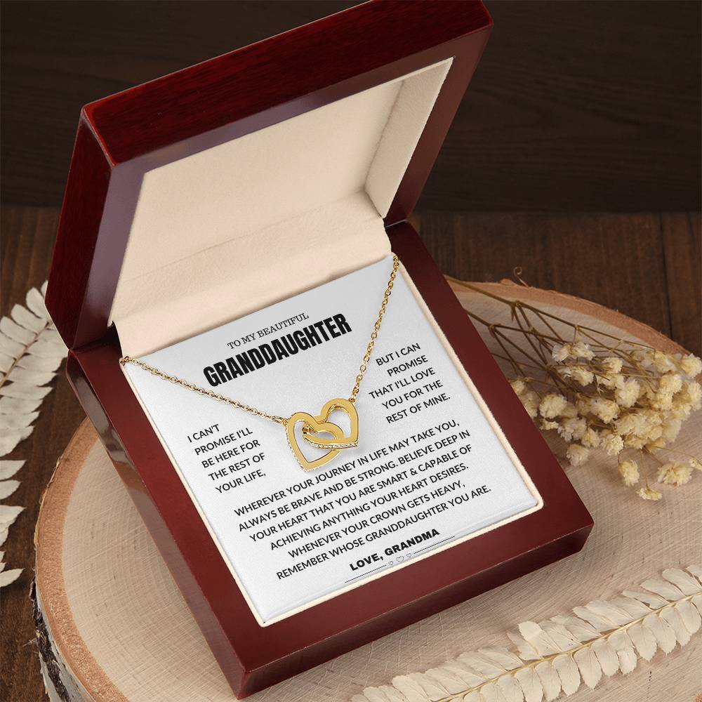 To My Beautiful Granddaughter - Interlocking Hearts Necklace Gift Grandma