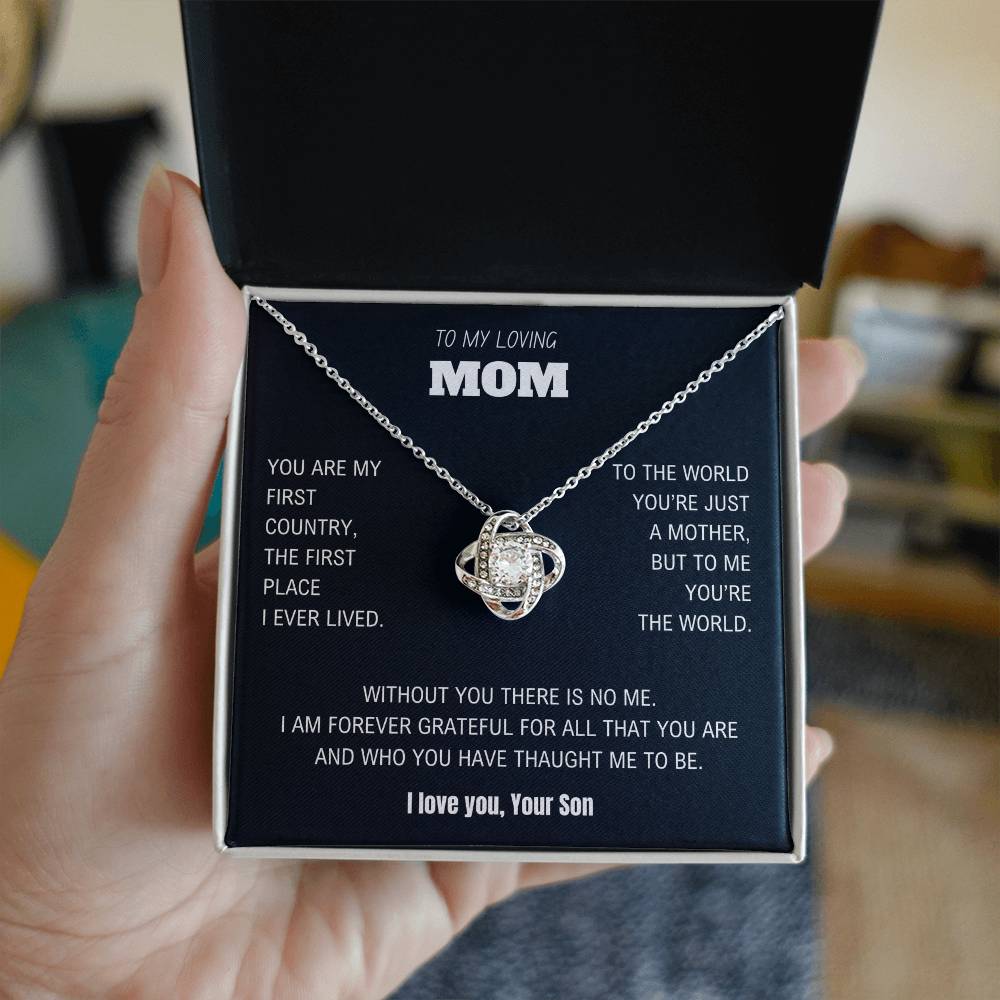 To my loving Mom - Forever Grateful - Love Knot Necklace
