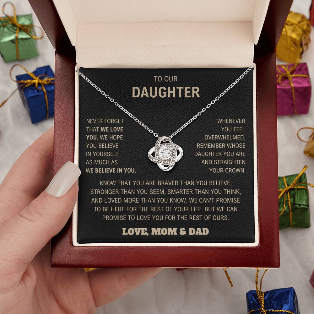 To Our Daughter - Nerver Forget We Love You  - Love Knot Necklace