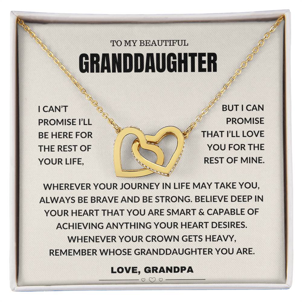 To My Beautiful Granddaughter - Interlocking Hearts Necklace Gift Grandpa