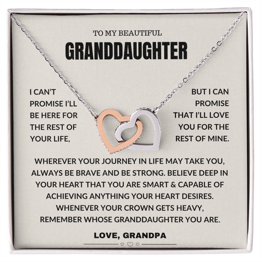 To My Beautiful Granddaughter - Interlocking Hearts Necklace Gift Grandpa