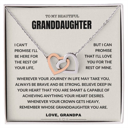 To My Beautiful Granddaughter - Interlocking Hearts Necklace Gift Grandpa