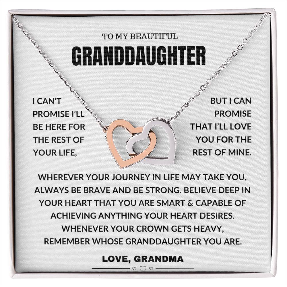 To My Beautiful Granddaughter - Interlocking Hearts Necklace Gift Grandma