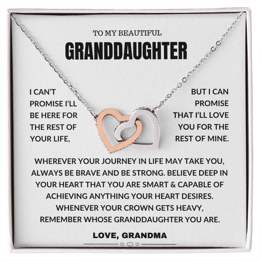 To My Beautiful Granddaughter - Interlocking Hearts Necklace Gift Grandma