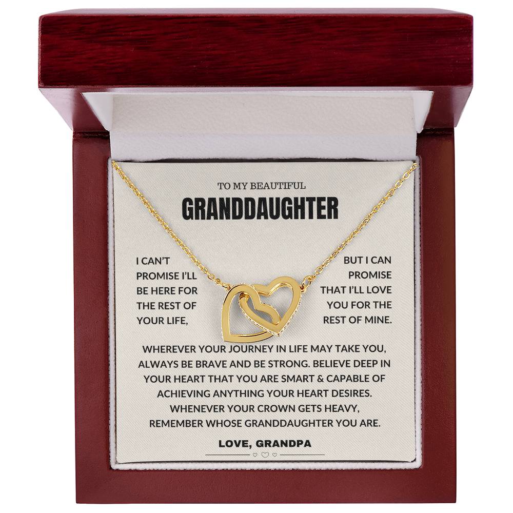 To My Beautiful Granddaughter - Interlocking Hearts Necklace Gift Grandpa