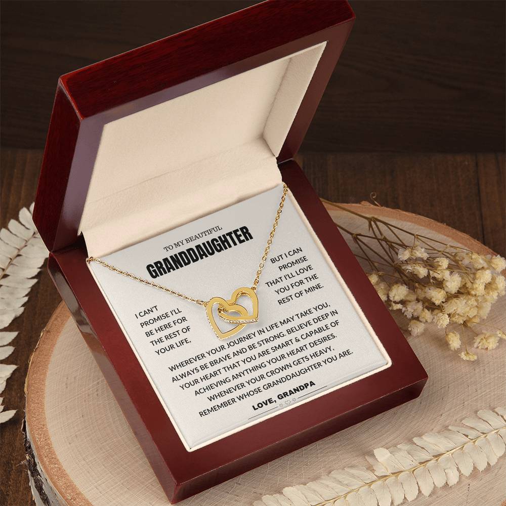 To My Beautiful Granddaughter - Interlocking Hearts Necklace Gift Grandpa