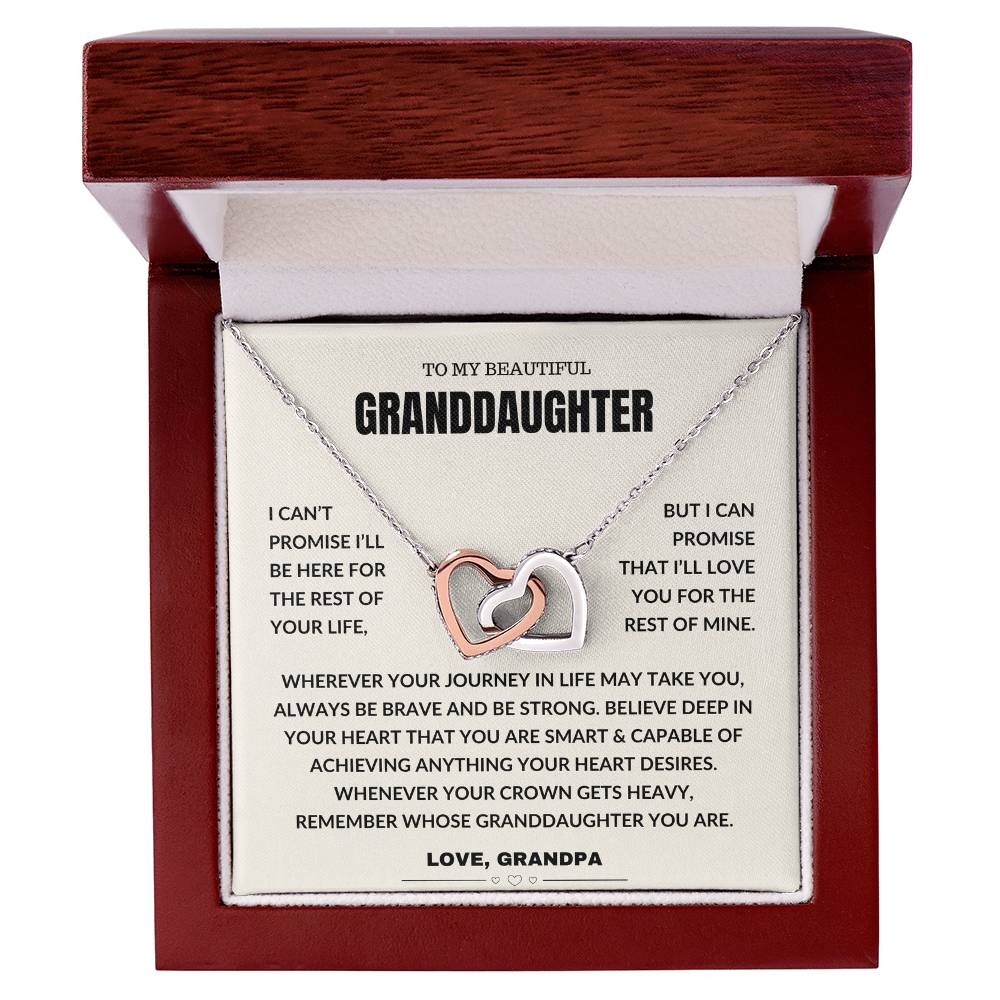 To My Beautiful Granddaughter - Interlocking Hearts Necklace Gift Grandpa