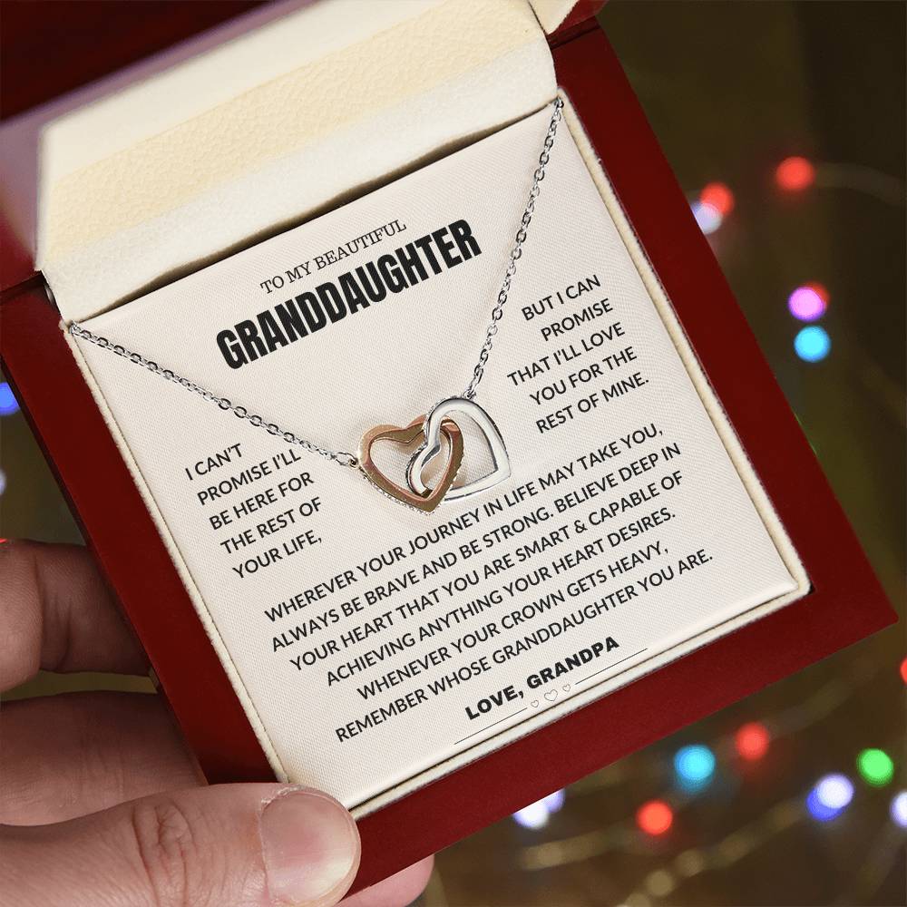 To My Beautiful Granddaughter - Interlocking Hearts Necklace Gift Grandpa